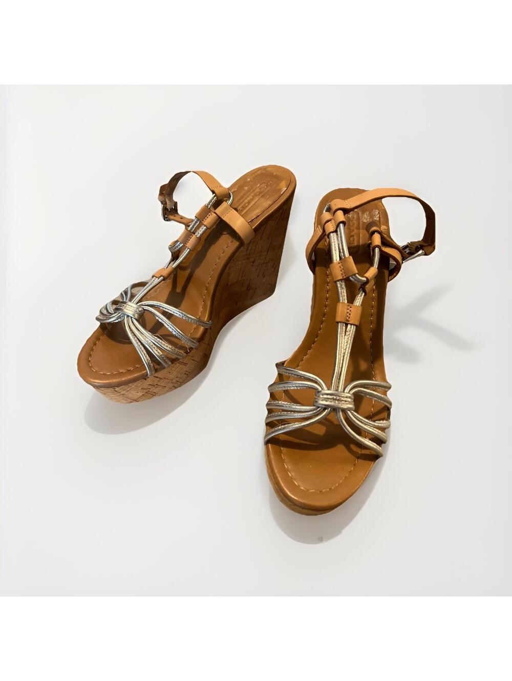 COACH GEORGINA LADIES CORK HEELS SIZE 6.5B GREAT CONDITION RETAIL $200-$300